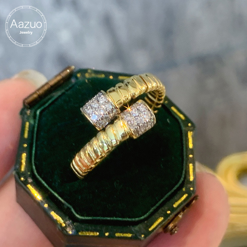 Vintage Fashion Instagram - Aazuo 18K Yellow Gold Natrual Diamonds