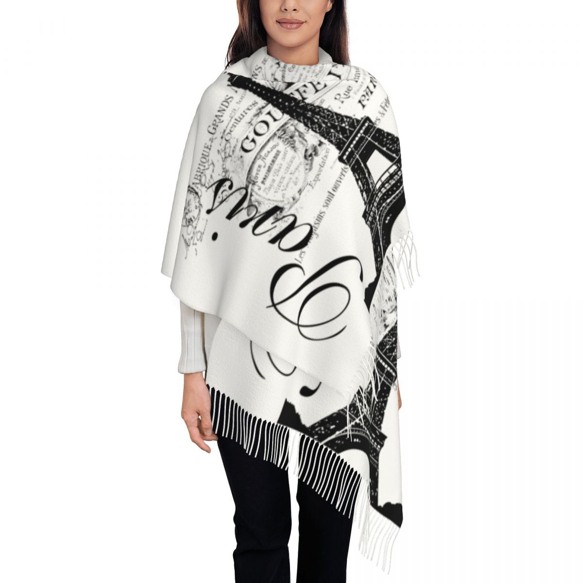 Vintage Fashion Paris - Custom Printed Vintage Eiffel Tower Scarf