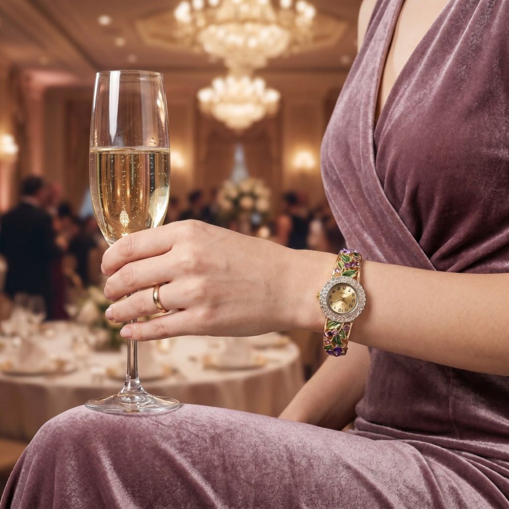 Vintage Fashion Week - Rich In Flowers Vintage Watch Rhinestone