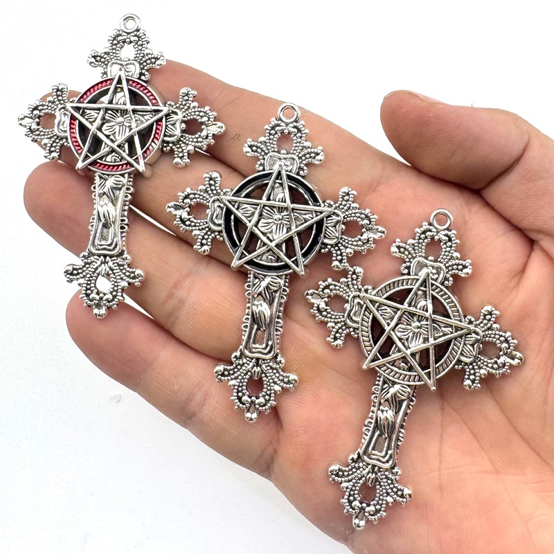 Vintage Fashion Online - 2pcs 30x15mm Gothic Big Cross Star