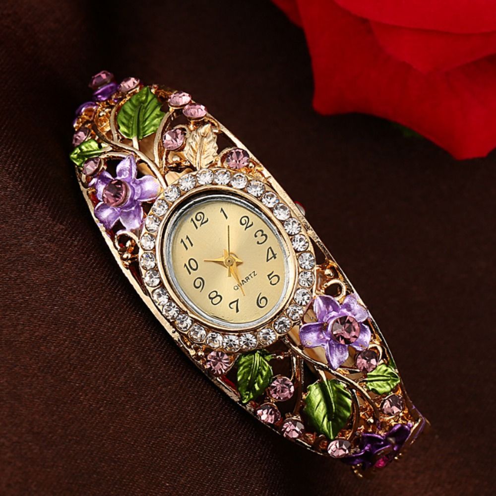 Vintage Fashion Week - Rich In Flowers Vintage Watch Rhinestone