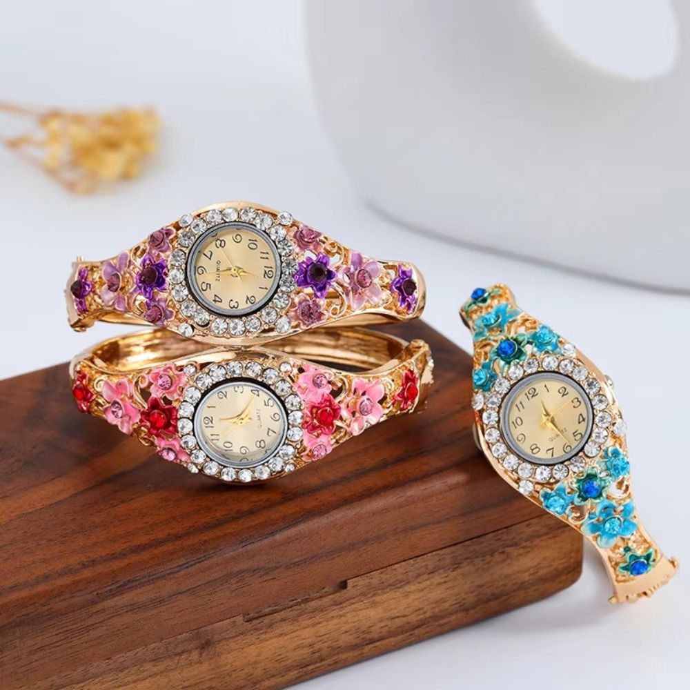 Vintage Fashion Week - Rich In Flowers Vintage Watch Rhinestone