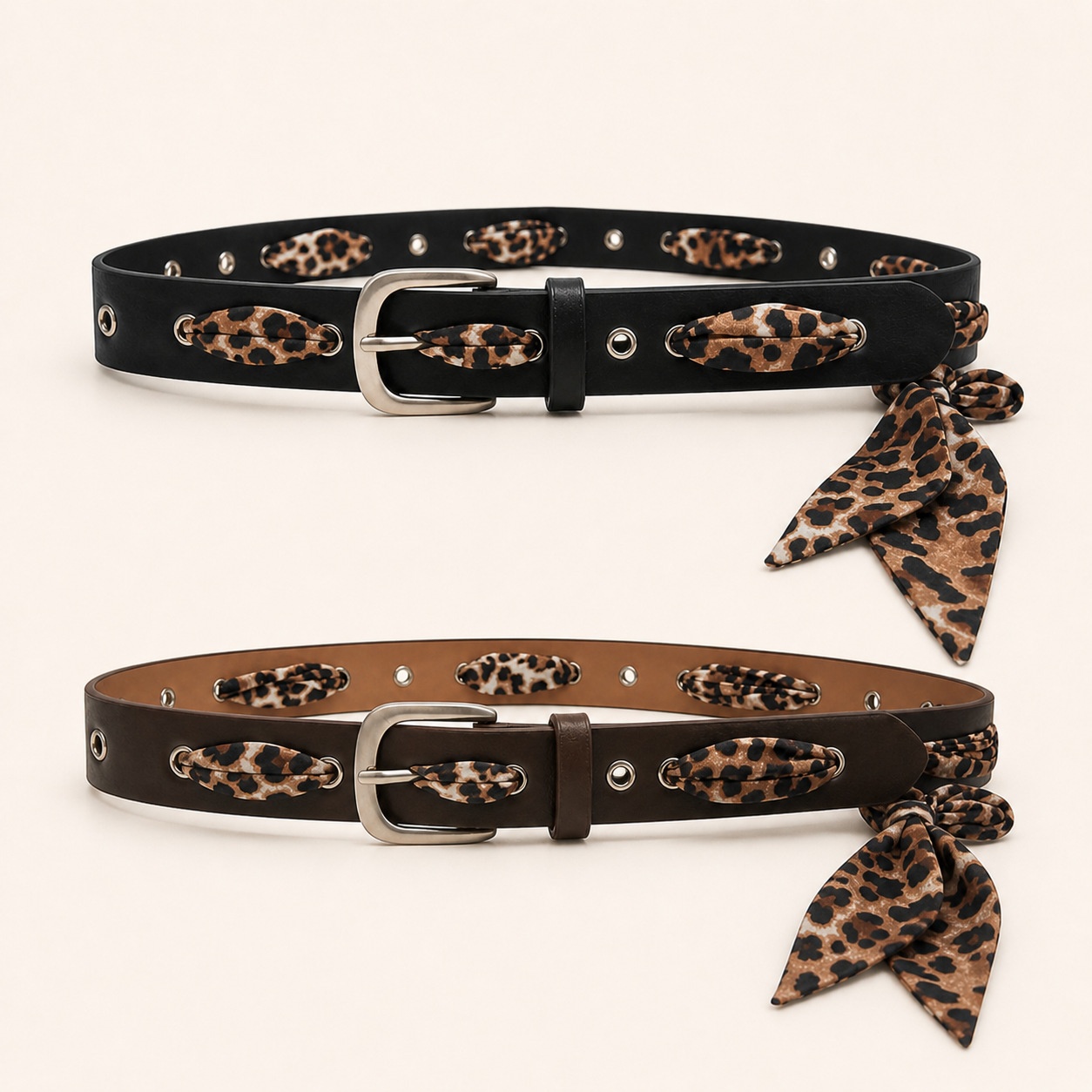 Vintage Fashion Instagram - FashionableTrendy Leopard-Print Scarf Belt with Drawstring