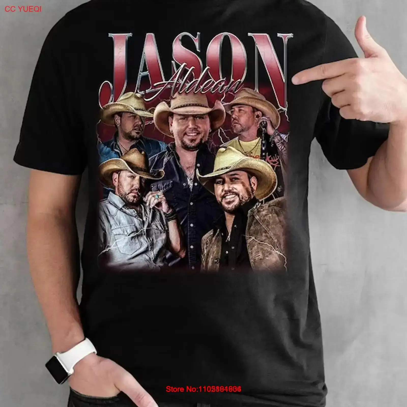 Vintage Fashion Collage - Jason Aldean VTG collage black T