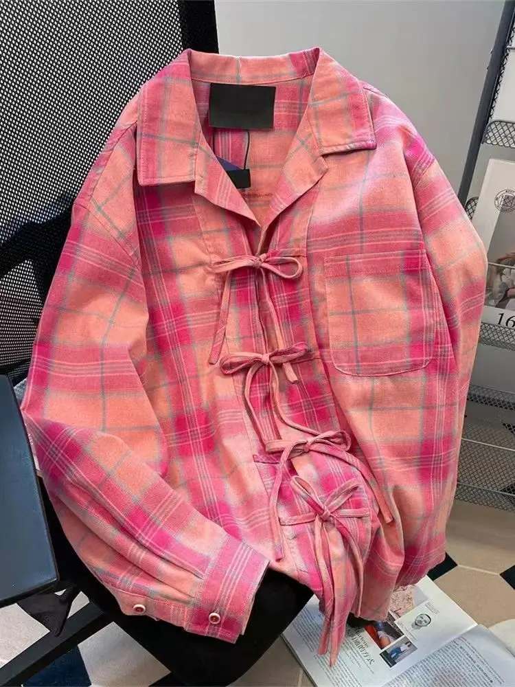 Vintage Fashion De - Y2k American Vintage Pink Plaid Shirt