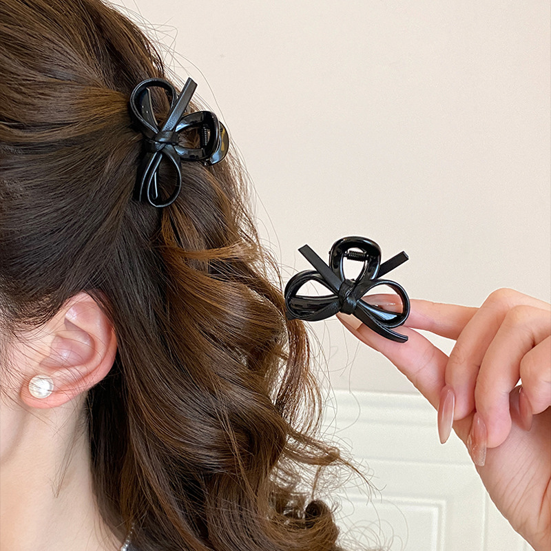 Vintage Fashion Ornaments - Vintage Leather Bow Small Hair Claw