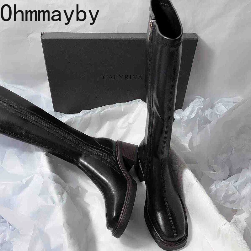 Vintage Thick Heel Women Knee  - Vintage Fashion De ulasan dan harga
