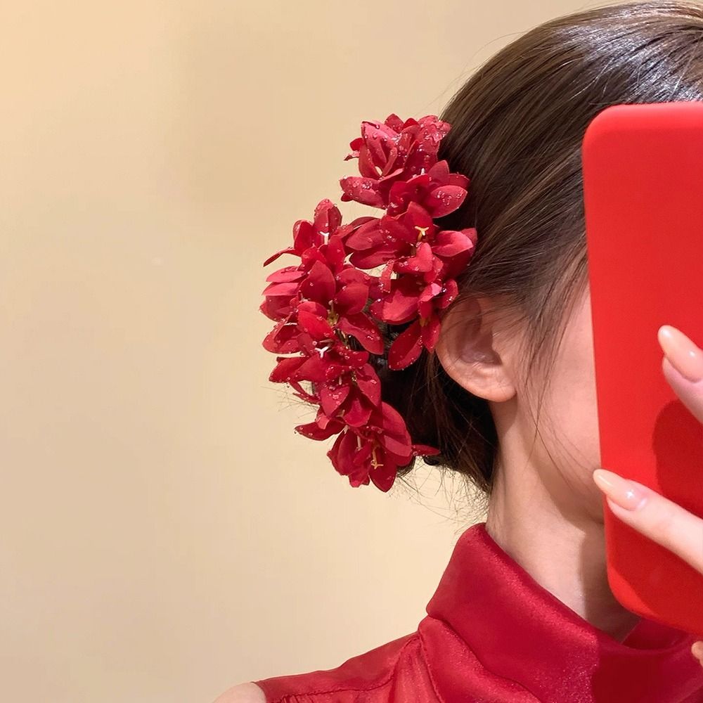 Rose Flower Red Flower Hairpin - Vintage Fashion Ornaments ulasan dan harga