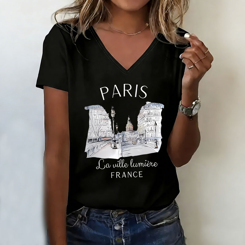 Vintage Paris T-shirt V Neck C - Vintage Fashion Paris ulasan dan harga