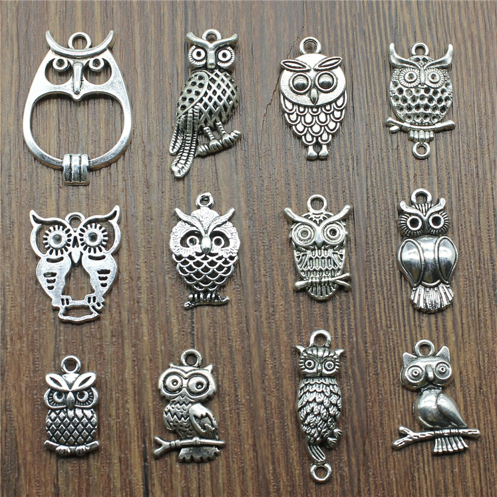 10pcs Charms Owl Antique Silve - Vintage Fashion Online ulasan dan harga