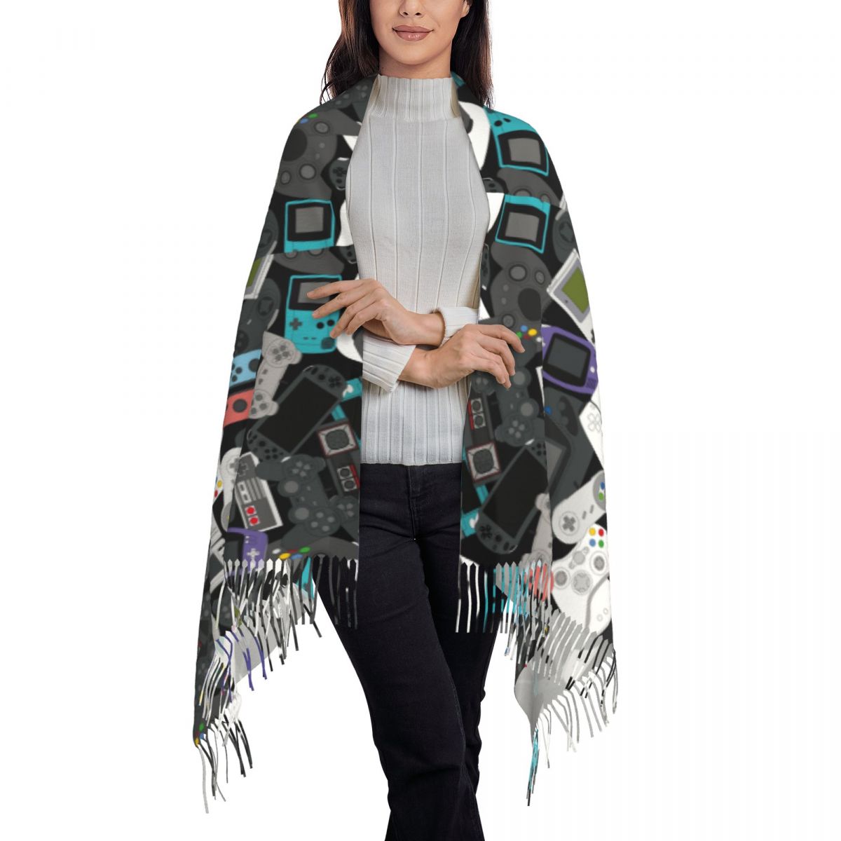 Gamer Controller Tassel Scarf  - Vintage Fashion Video ulasan dan harga