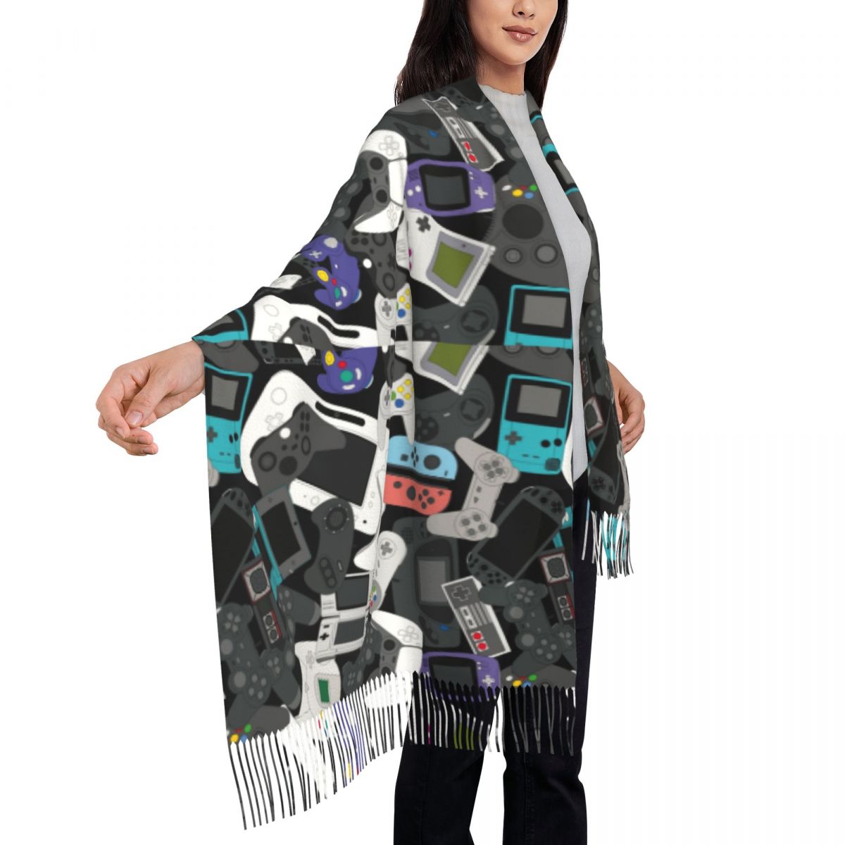 Gamer Controller Tassel Scarf  - Vintage Fashion Video ulasan dan harga