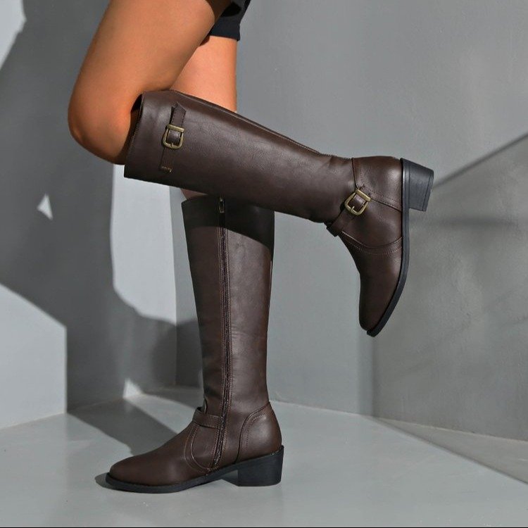 Women Knee High Boots Platform - Vintage Old Fashion ulasan dan harga