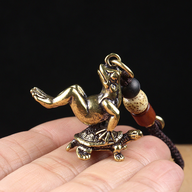 Copper Turtle Carrying Frog Ke - Vintage Fashion Ornaments ulasan dan harga