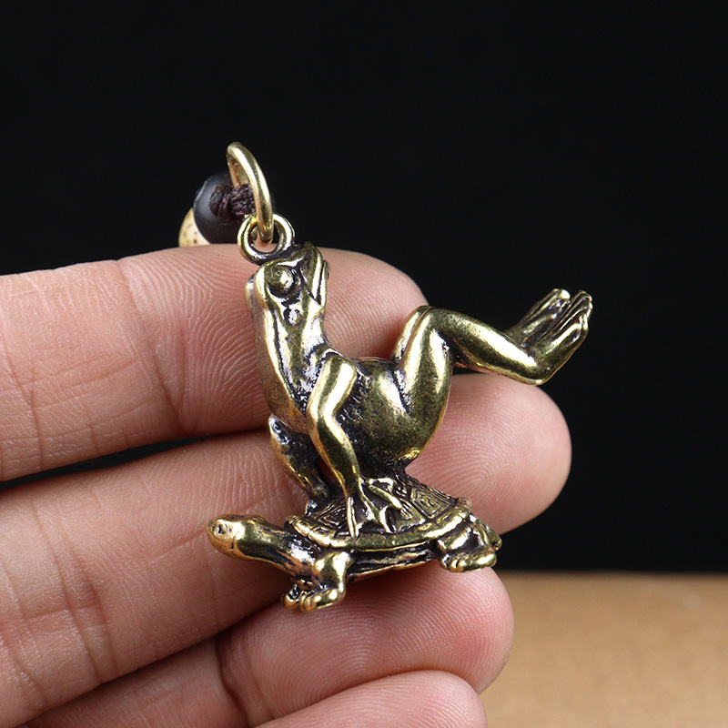 Copper Turtle Carrying Frog Ke - Vintage Fashion Ornaments ulasan dan harga