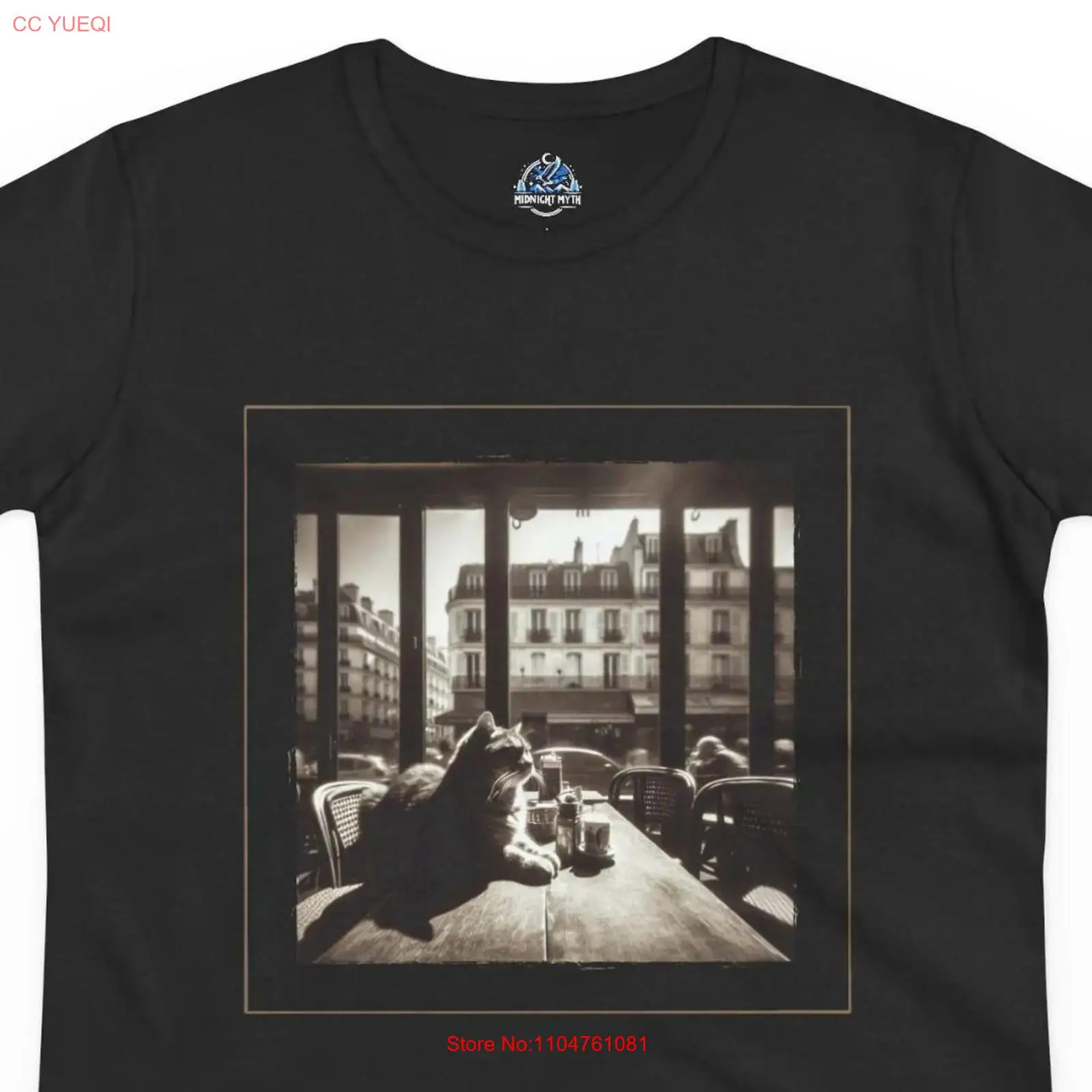 Vintage Paris Cafe Funny Cat T - Vintage Fashion Paris ulasan dan harga