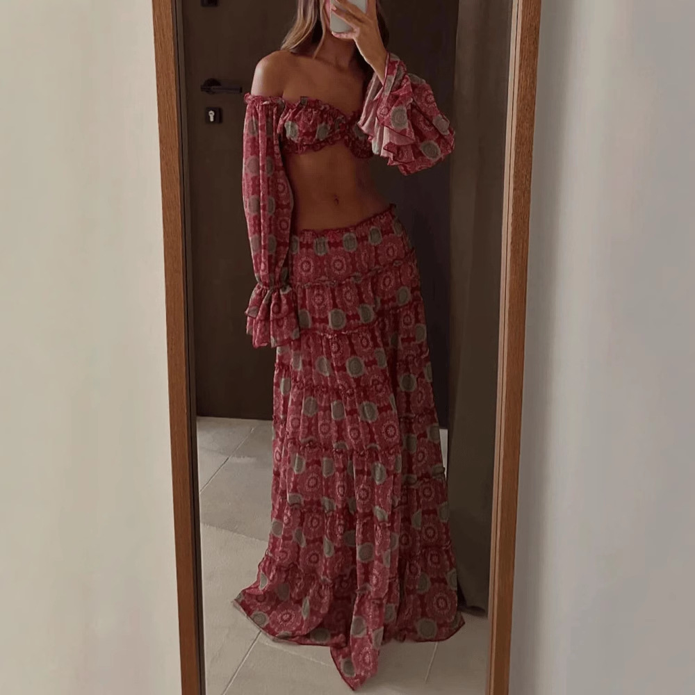 Vintage Print Skirt Two Piece  - Vintage Fashion Pieces ulasan dan harga