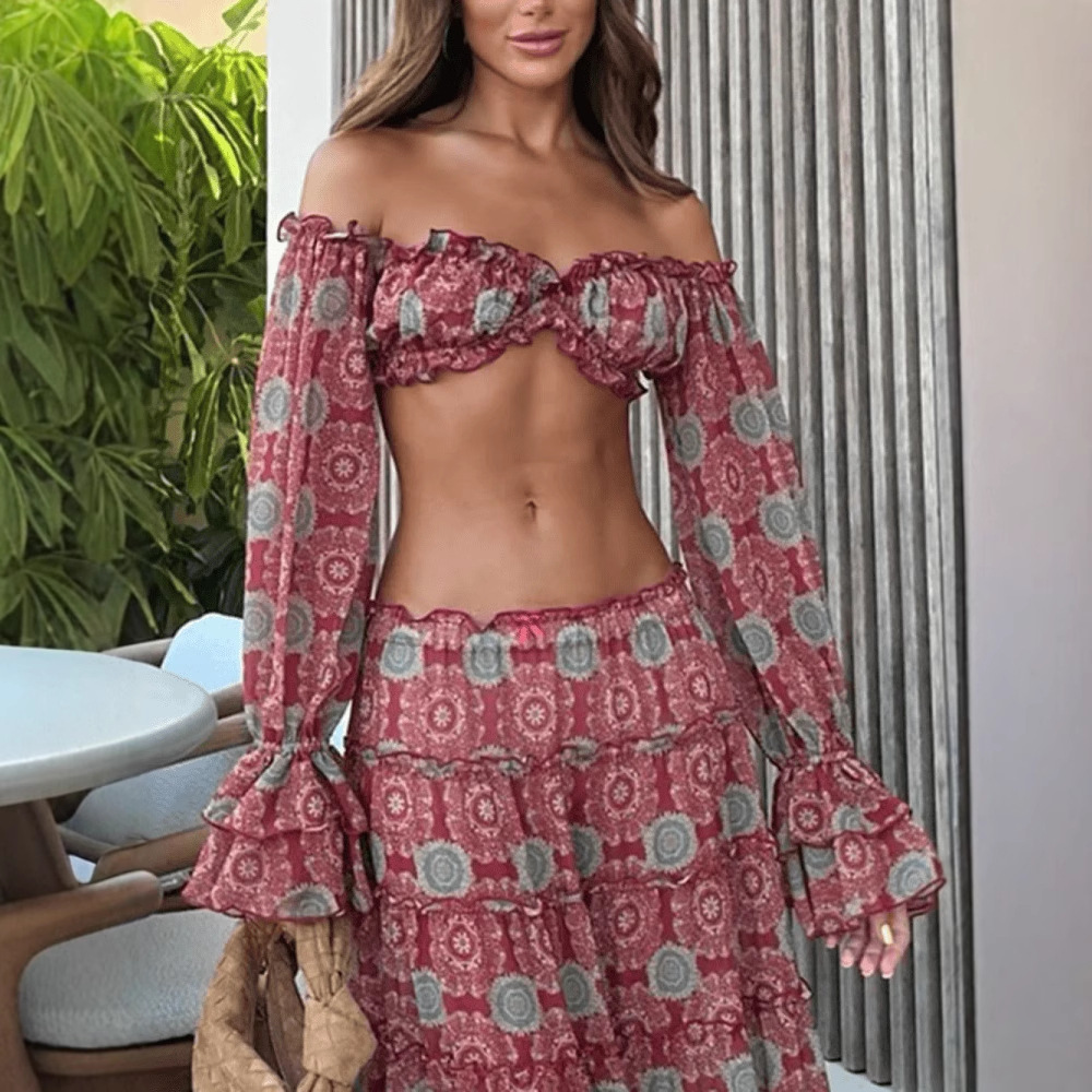 Vintage Print Skirt Two Piece  - Vintage Fashion Pieces ulasan dan harga
