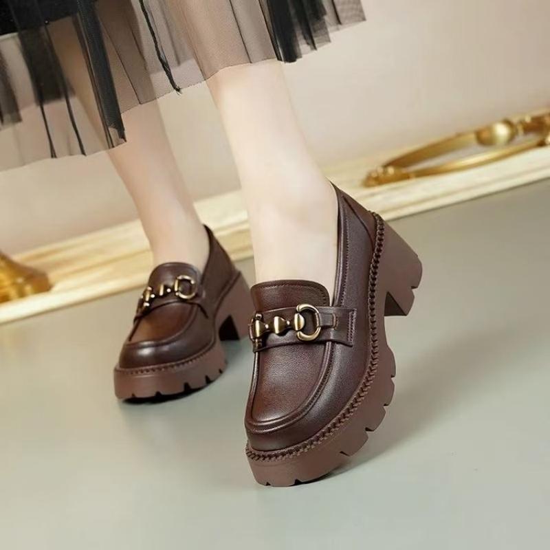 New Thick Soled Loafers Women  - Vintage Old Fashion ulasan dan harga