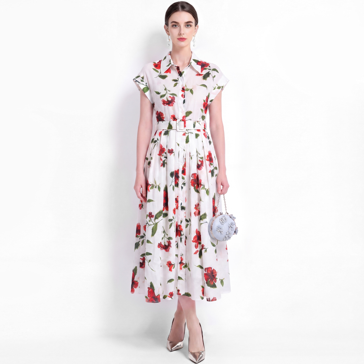 Stylish Floral Shirt Dress Sho - Vintage Fashion Collection ulasan dan harga