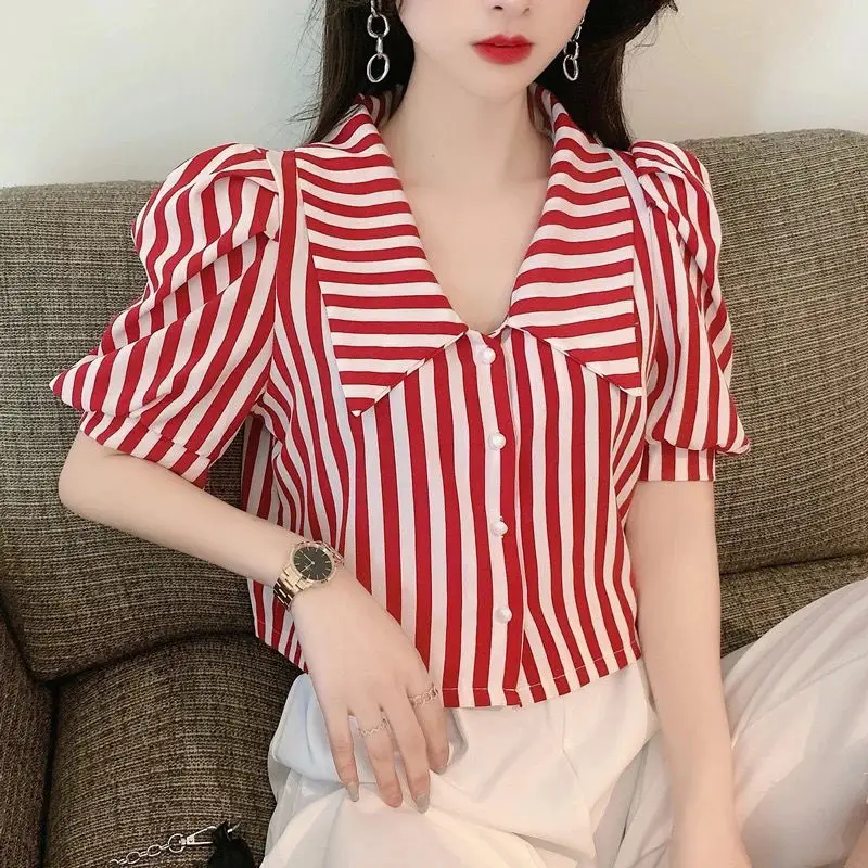 Fashion Striped Blusas Women S - Vintage Fashion De ulasan dan harga