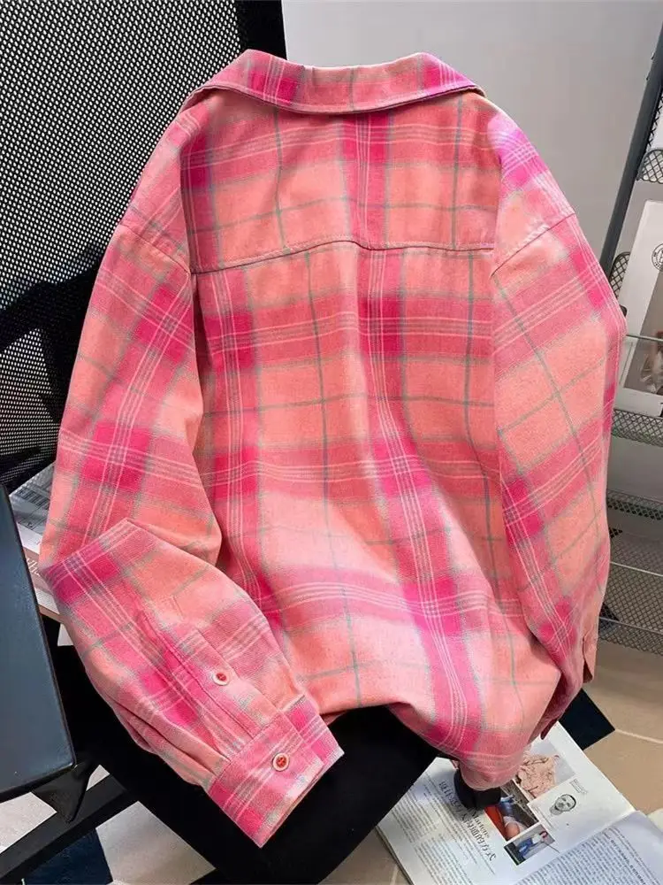 Y2k American Vintage Pink Plai - Vintage Fashion De ulasan dan harga